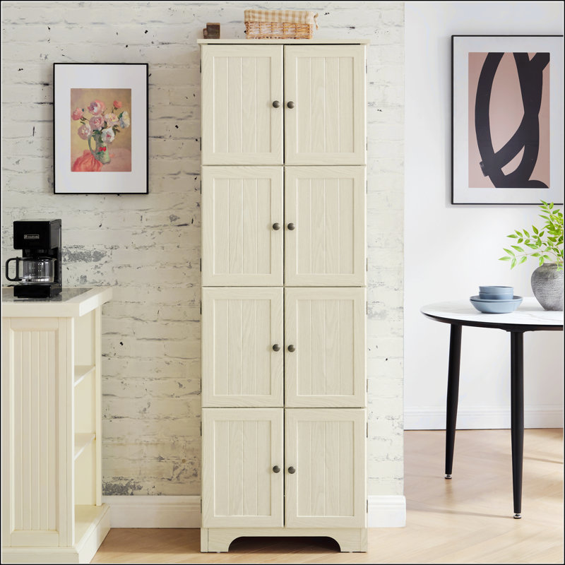 72.4 Inch Tall Storage Cabinet With 8 Doors And 4 Shelves, Ideal For Living Room, Kitchen, Dining Room, And Office Organization