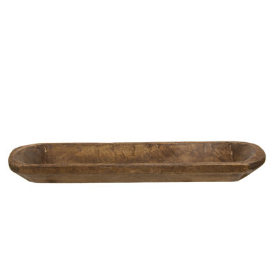 Carved Wood Bread Bowl 20"x6" Brown