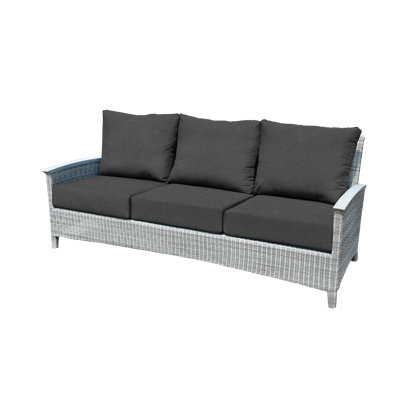 Bella 79.75" Wide Outdoor Wicker 3 - Seater Patio Sofa with Cushion