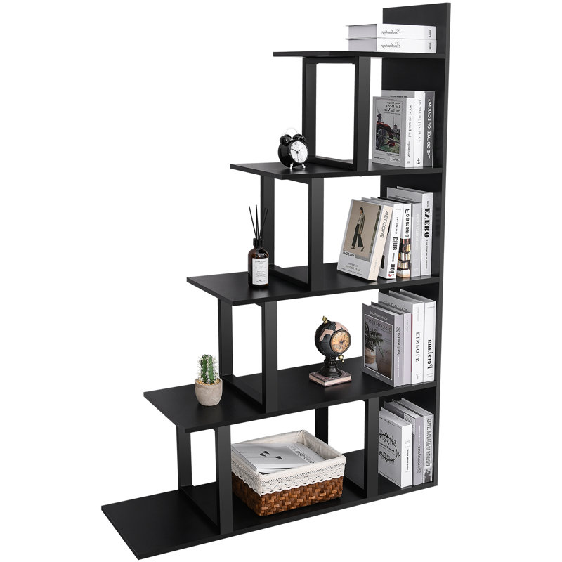 Amill Corner Shelf Unit，Set of 2 Ladder Shelving Unit, Black