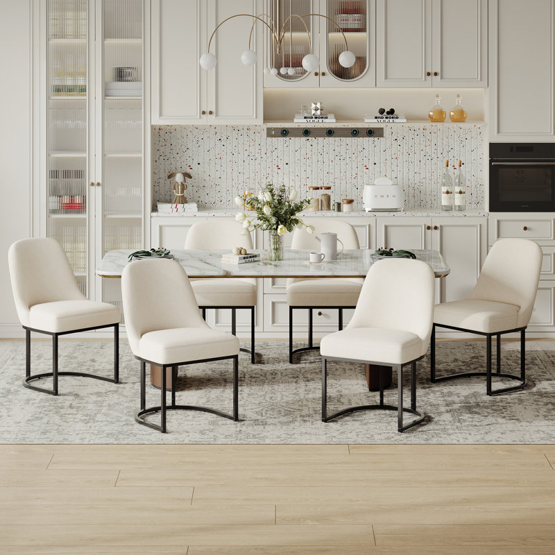 Chaise de salle à manger rembourrée Modern, Beige