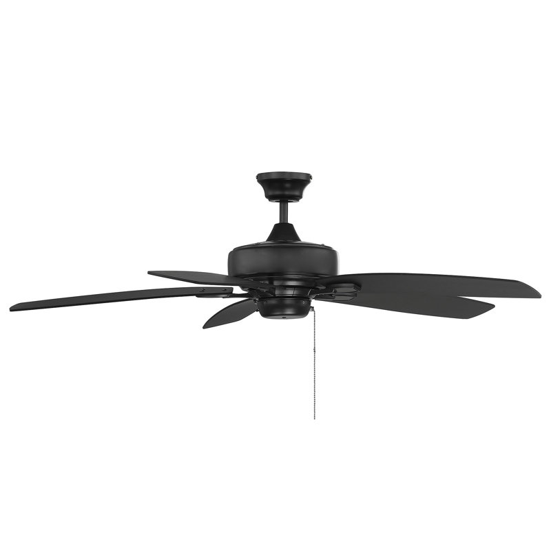 52" Arballo 5 - Blade Standard Ceiling Fan in Matte Black with Pull Chain, Matte Black