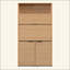 Buffet de cuisine compact autoportant avec huche, poste de travail rabattable et prise de courant intégrée, tablettes réglables, 35,8 po x 15 po x 69 po-1717887071