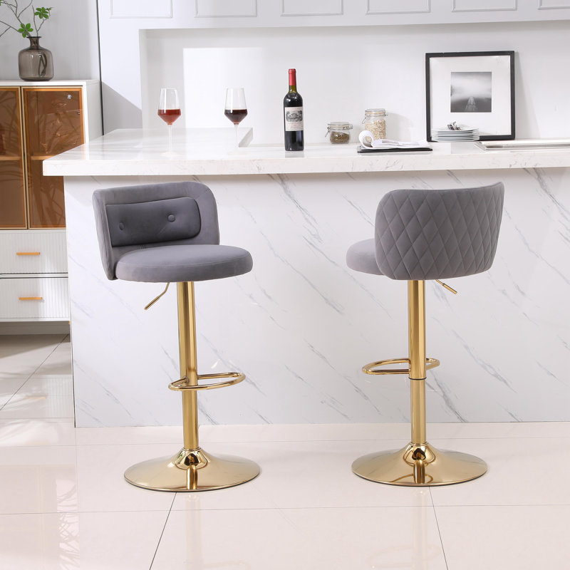 Tabouret de bar pivotant à hauteur réglable Gevan, Gris