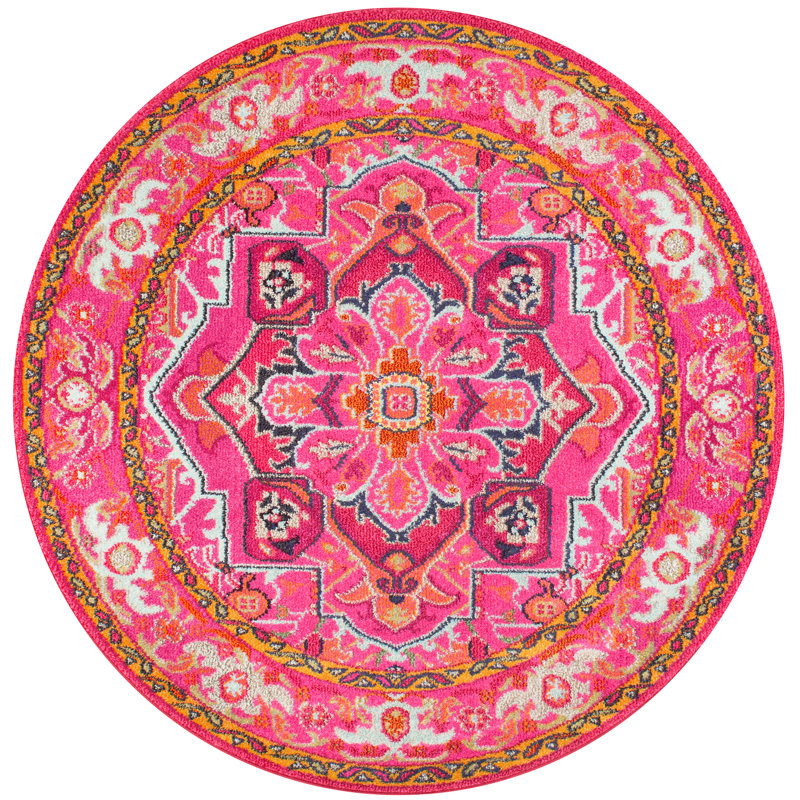 Tapis oriental violet / rose Jynell, Rond 5 pi 3 po