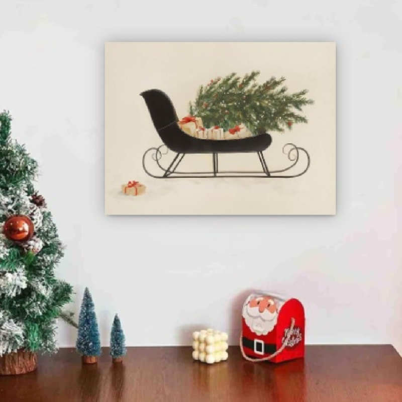 Arbre de Noël en forme de pin, croquis, art mural, 16 x 20