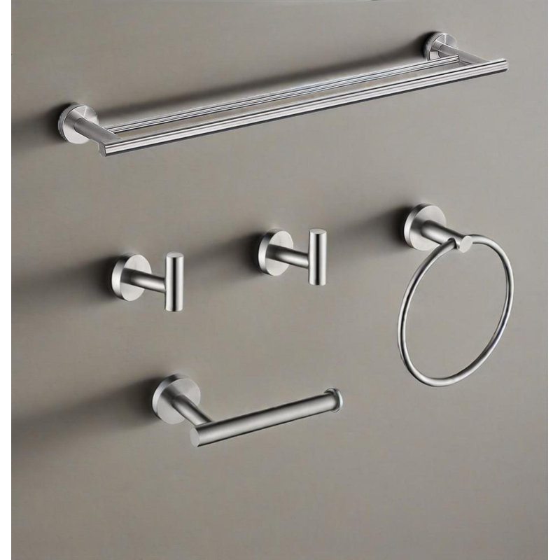 Ensemble de support à serviettes 5 pièces, Nickel brossé