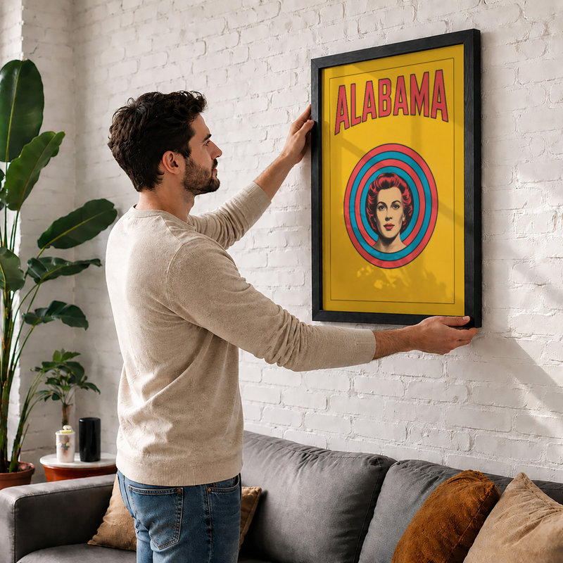 Alabama Portrait Retro - Framed Print, A3 - 42.0 x 29.7 cm, Unframed