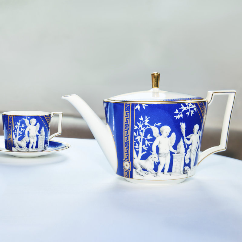 Renaissance Bone China Teacup, Blue/Gold