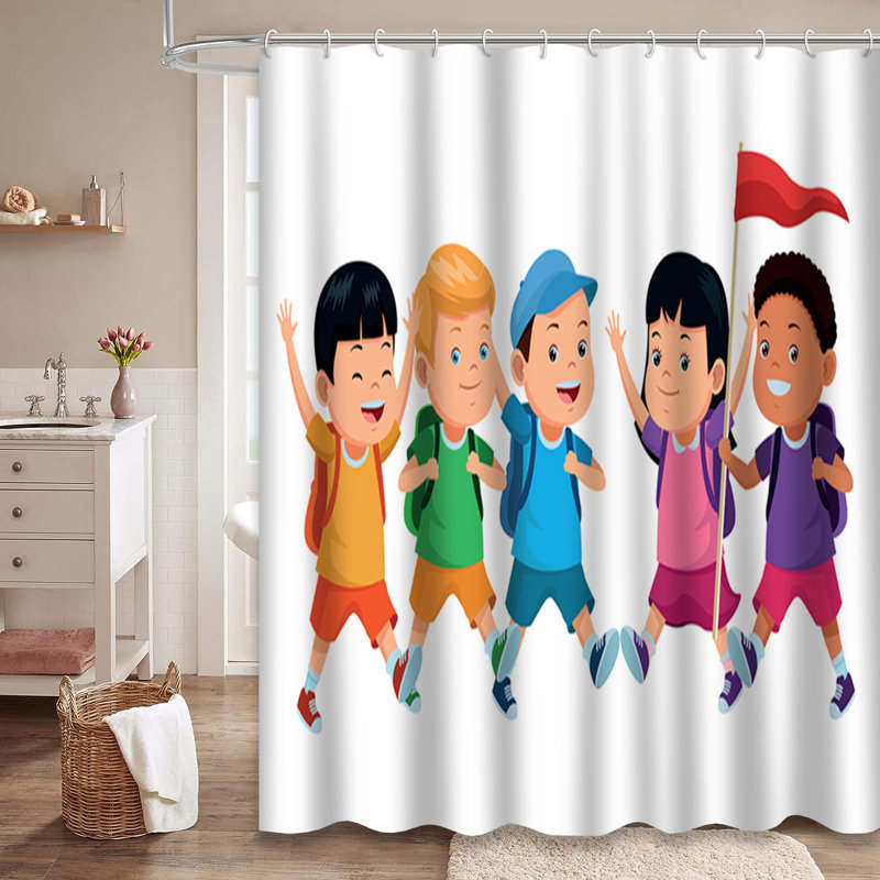 Rideau de douche avec 12 crochets Happy Kids, L 72 po x l 84 po