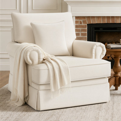 Fauteuil d'appoint pivotant avec accoudoirs roulés Mercury pour salon, chambre à coucher et bureau