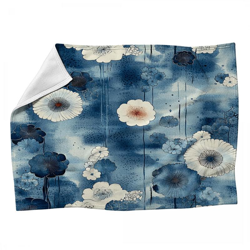 Jeté en molleton Floral Arrangement - Jetés nature pour canapés ou lits, L 80 po x l 60 po