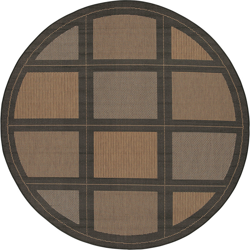 Tapis intérieur / extérieur noir Sania, Rond 7 pi 6 po