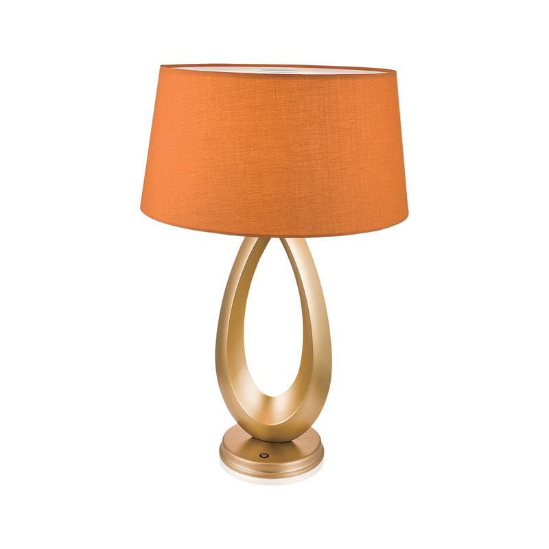 Lampe de table avec USB, H 20,59 po x l 13,39 po x P 13,39 po, Laiton, Orangé