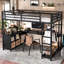 Lit mezzanine en métal avec garde-robe et bureau en forme de L, lit mezzanine simple de taille XL avec cubes de rangement et tablettes