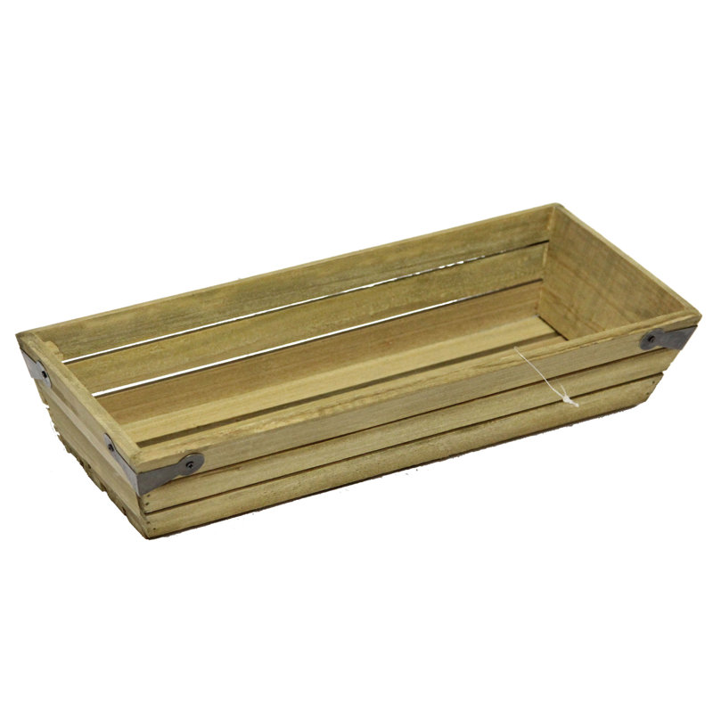 Caisse en bois manufacturé superficielle rectangulaire