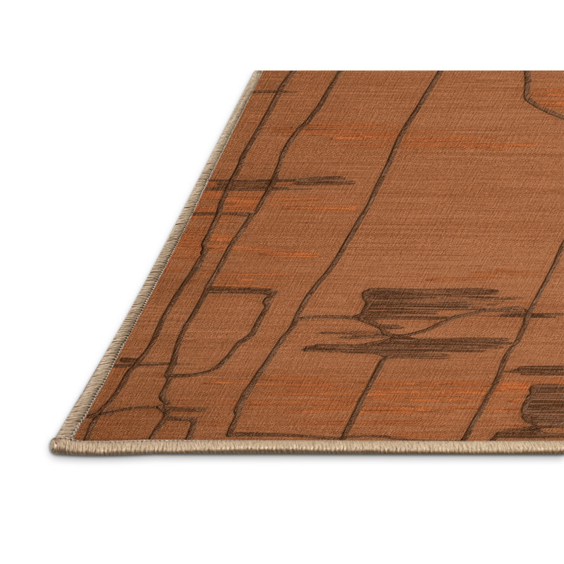 Tapis abstrait lavable à la machine, Carré 5 pi
