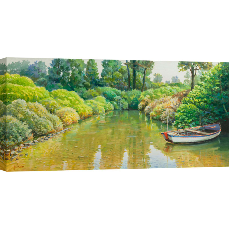 Landscape Painting: In The Stillness Of The Clearing by Adriano Galasso - Wrapped Canvas Print, 35cm H x 70cm W x 4cm D
