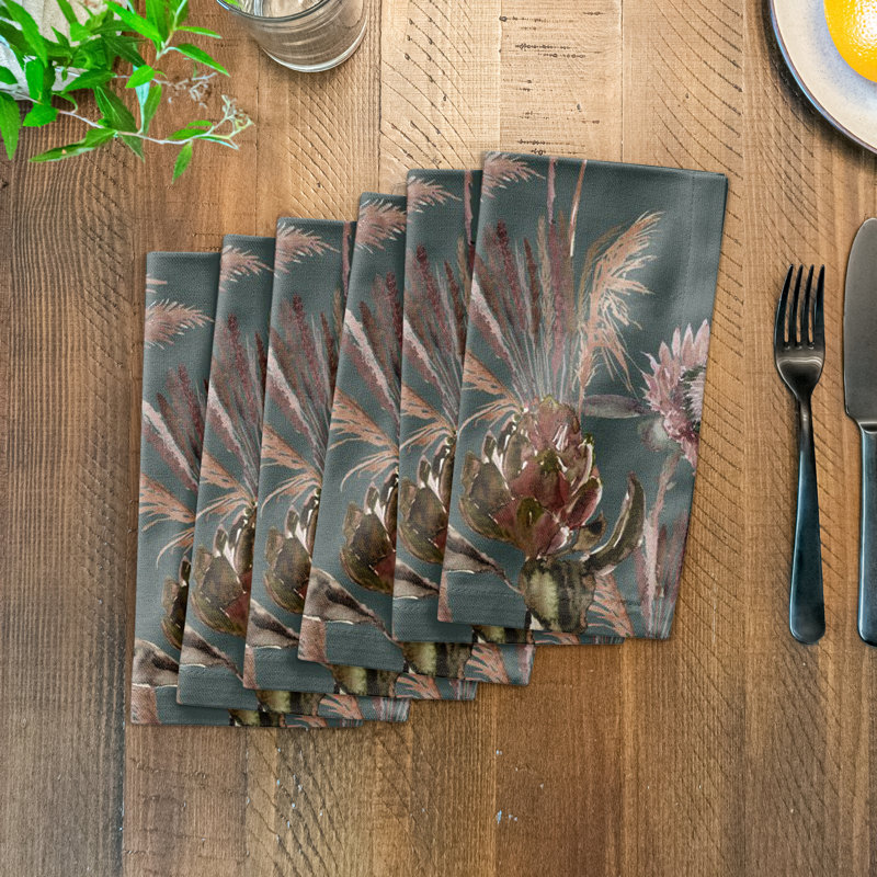 Floral Rectangle Napkin, Emerald Green