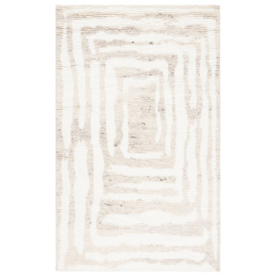 Kass Ivory Beige Hand-Woven Flatweave Wool Rug
