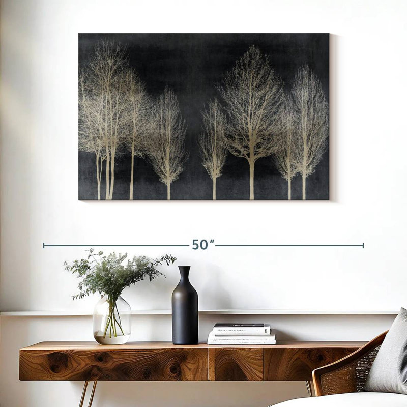 Harnek Trees On Dark Gray, 26" H x 39" W