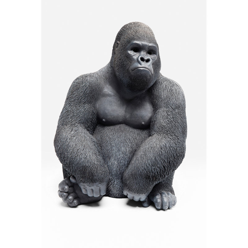 Deco Figurine Monkey Gorilla, Black, 38.5cm H x 30cm W x 28cm D