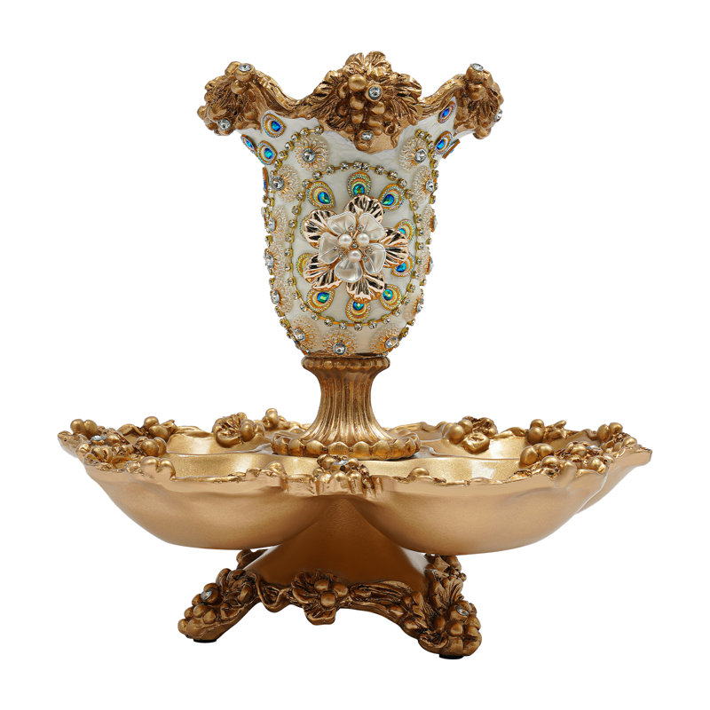 Organisateur de table robuste, capacité de 11,00 lb, panier de fruits or orné de diamants appliqués à la main, P 12,60 po