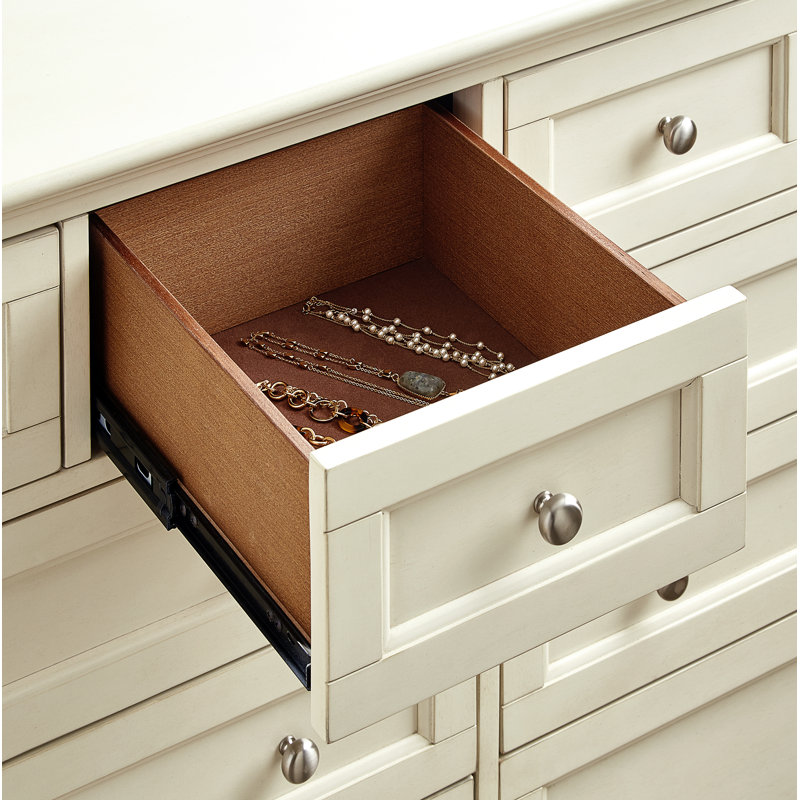 Commode double en bois massif 60 tiroirs Melusina, Blanc cassé / blanc