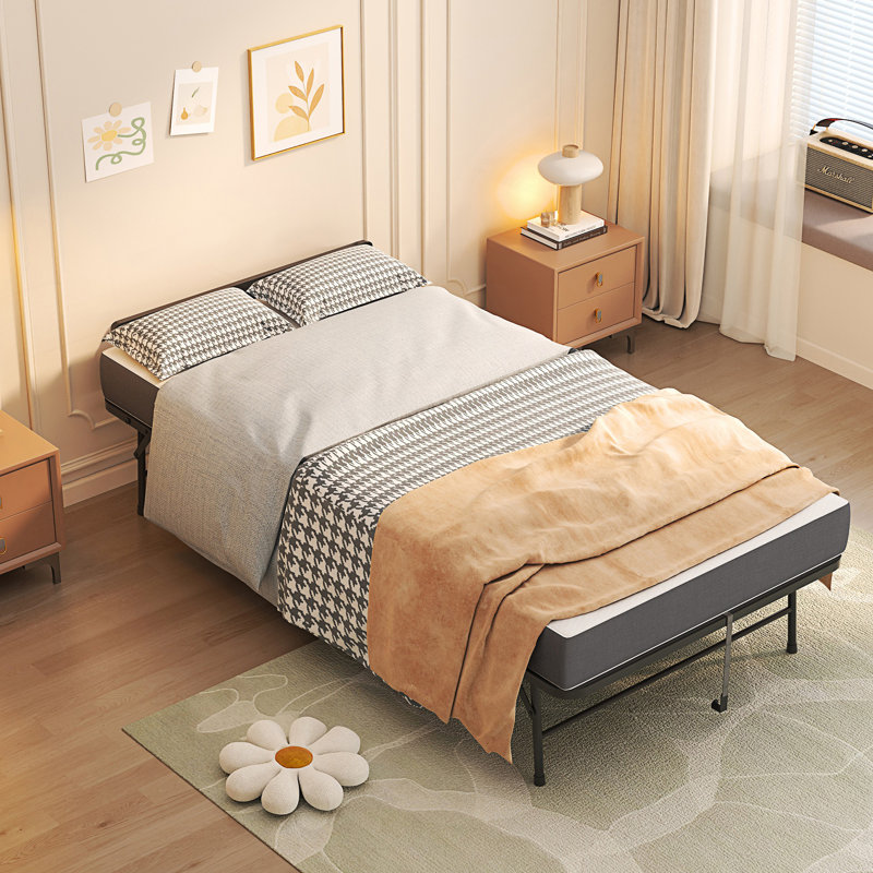 Folding Bed With Adjustable Headboard, 5" Memory Foam Rollaway Bed