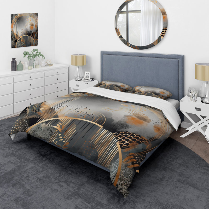 Ensemble de housse de couette moderne et or Minimalisme IV - formes modernes abstraites