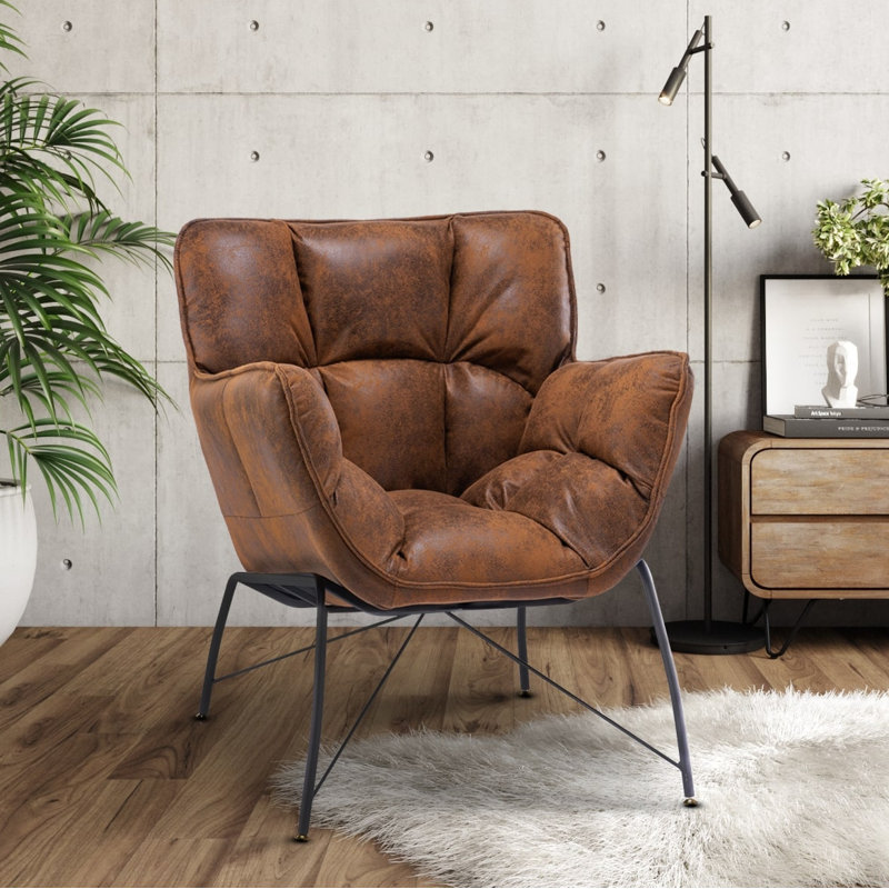 Lachlan Upholstered Accent Chair, Brown Microfiber / Microsuede
