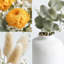 Arrangement de fleurs séchées naturelles conservées 9,8 po avec vase en céramique blanc mat minimaliste-132459448