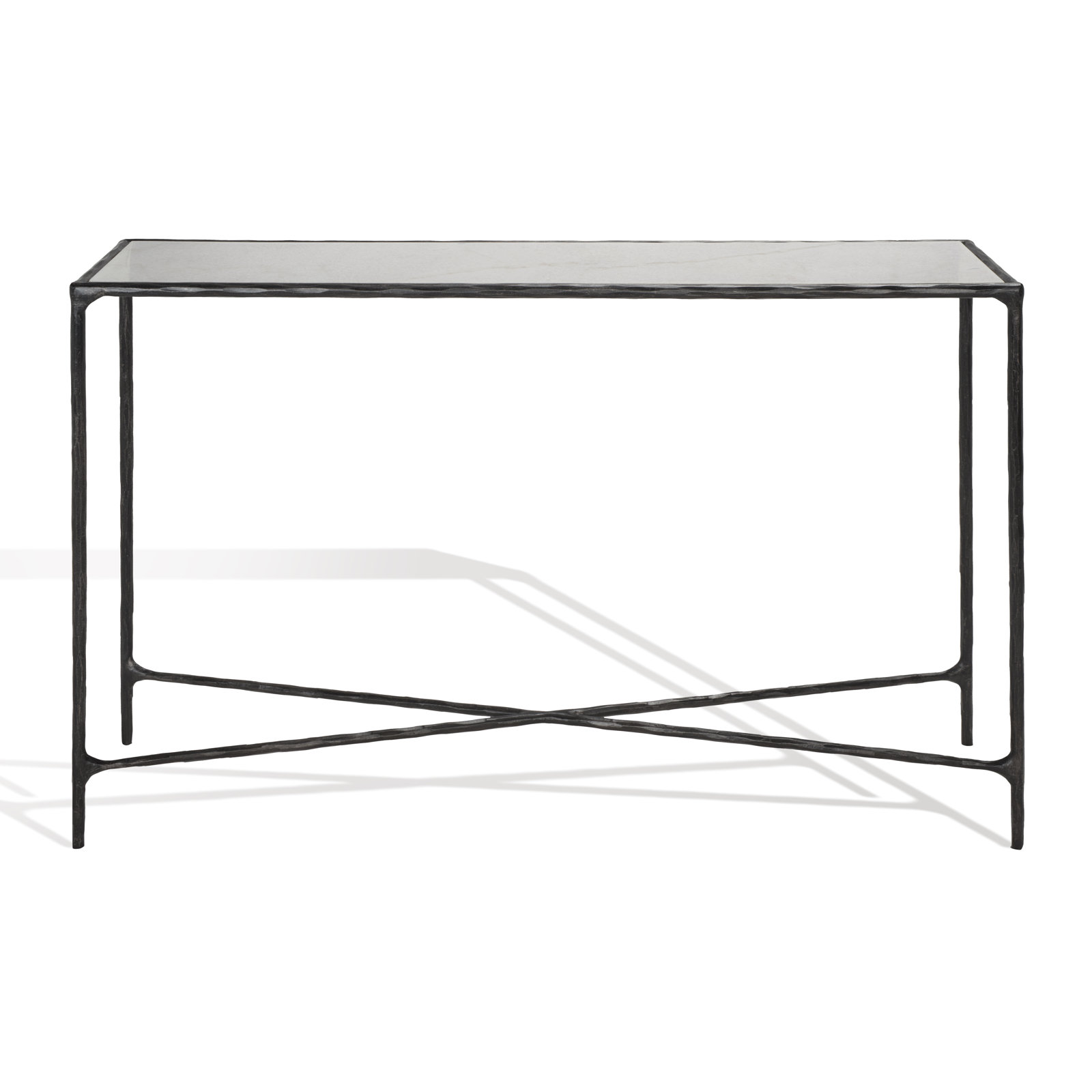 Evelynn 48'' Console Table, White Marble, Black
