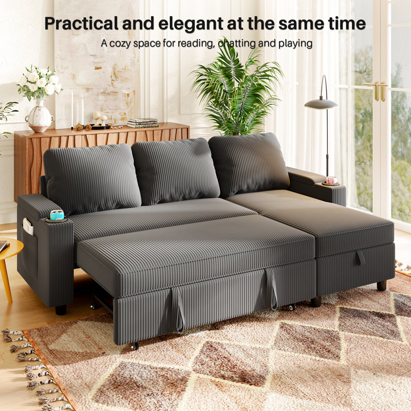 3 Seater Sofa Bed, Grey