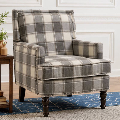 Vintage-Inspired Linen Accent Chair with Nailhead Trim | Classic Upholstered Armchair with Solid Wood Frame & Turned Legs for Living Room, Bedroom & Reading Nook