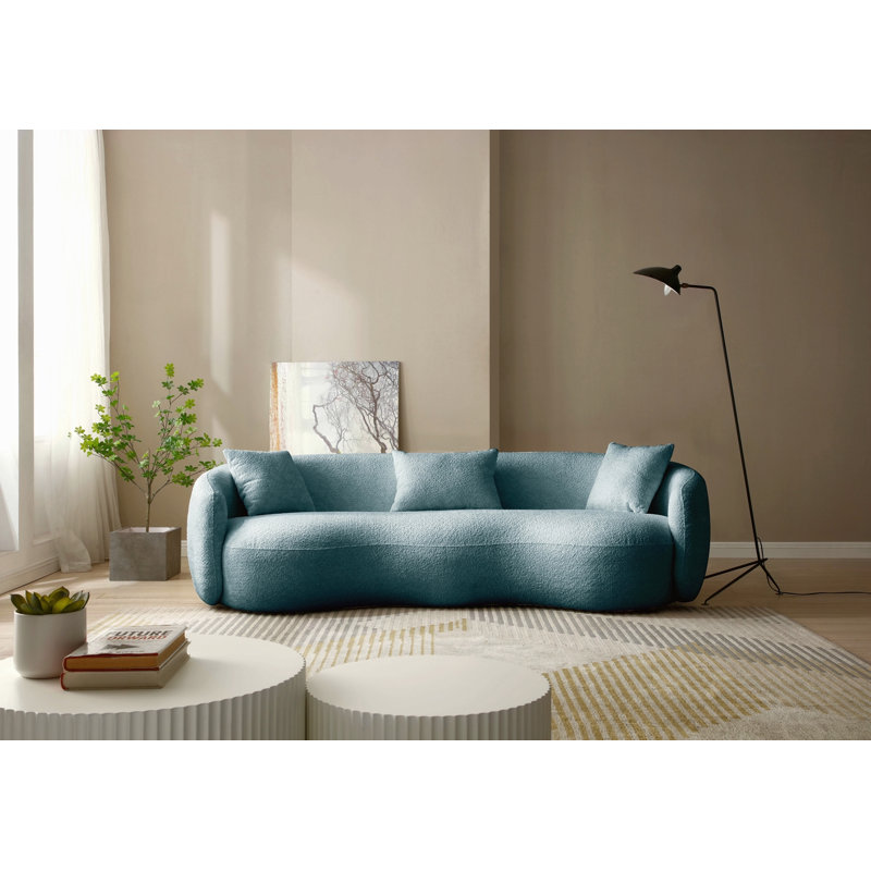 Canapé incurvé moderne, canapé en tissu Boucle pour chambre à coucher, bureau, appartement bleu