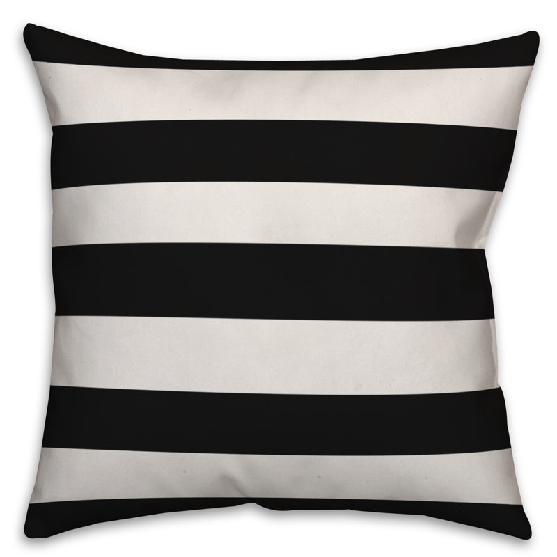  Housse et insert de coussin carré Cabana, 16 po x 1 po, Noir, Polyester / bourre en polyester