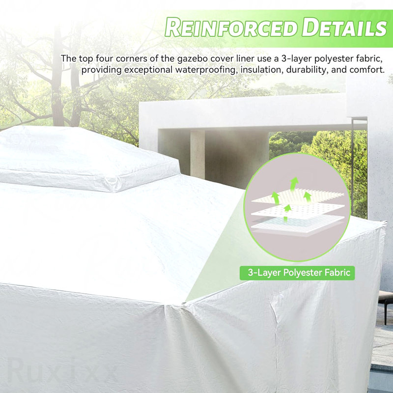 12X16FT Gazebo Cover, Waterproof For Outdoor Use With Sidewalls & Mesh Windows (No Frame), 121" x 193" x 146"
