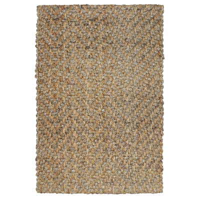 Jiona Brown Hand-Woven Chevron Jute Rug