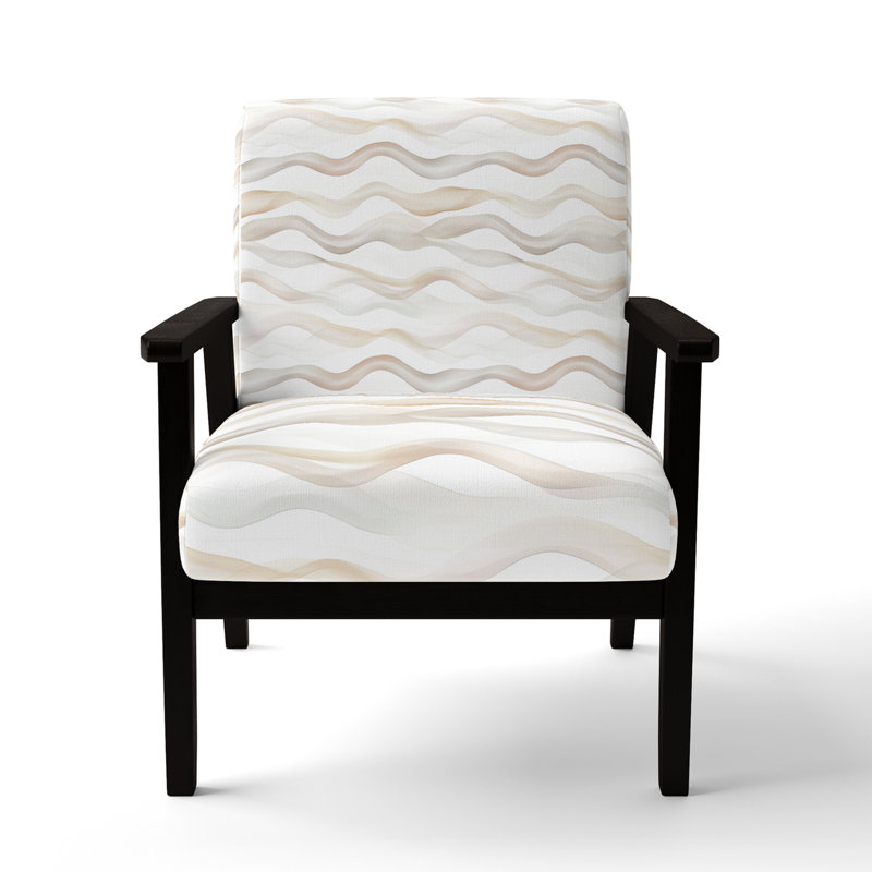 Chaise rembourrée moderne avec accoudoirs bruns neutres, Accoudoirs carrés noirs
