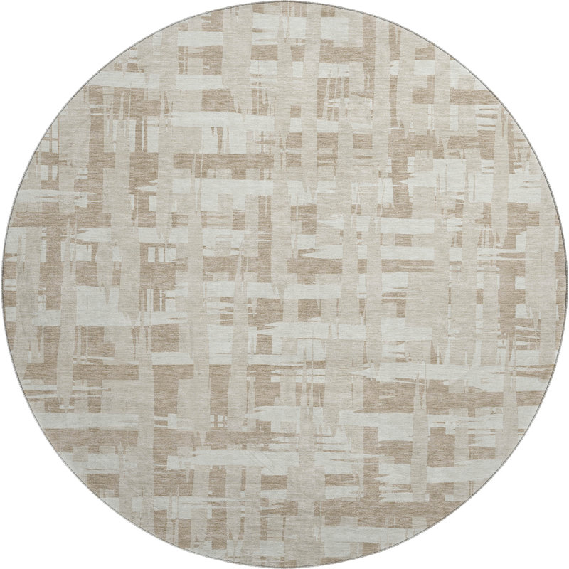 Premium Machine Washable Chelston AMF1849 Stripes Rug, Round 8'