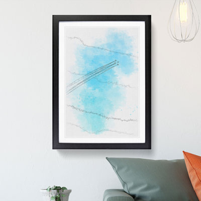 Plane Trails In The Sky Sketch - Picture Frame Painting Print