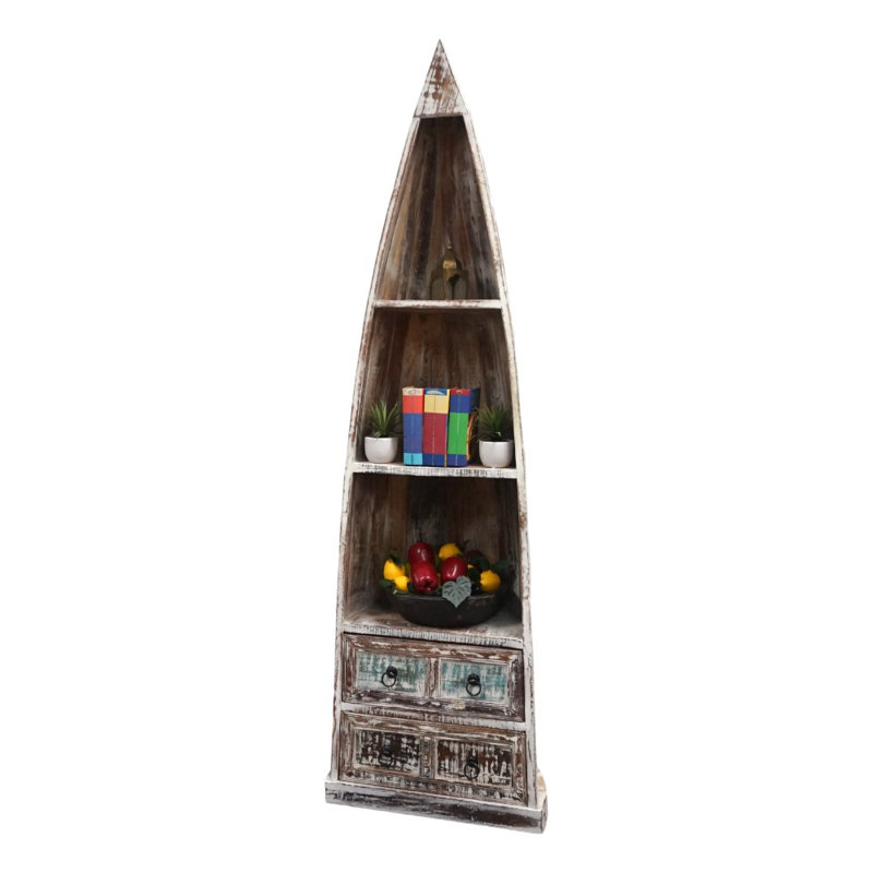 Bibliothèque en bois récupéré avec deux tiroirs