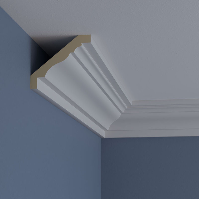 Classic Smooth White Polyurethane Crown Moulding 94.5"