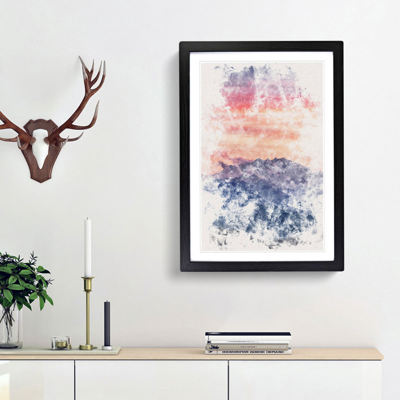 Swiss Mountain - Framed Print, 63cm H x 45cm W x 2cm D, Black Framed