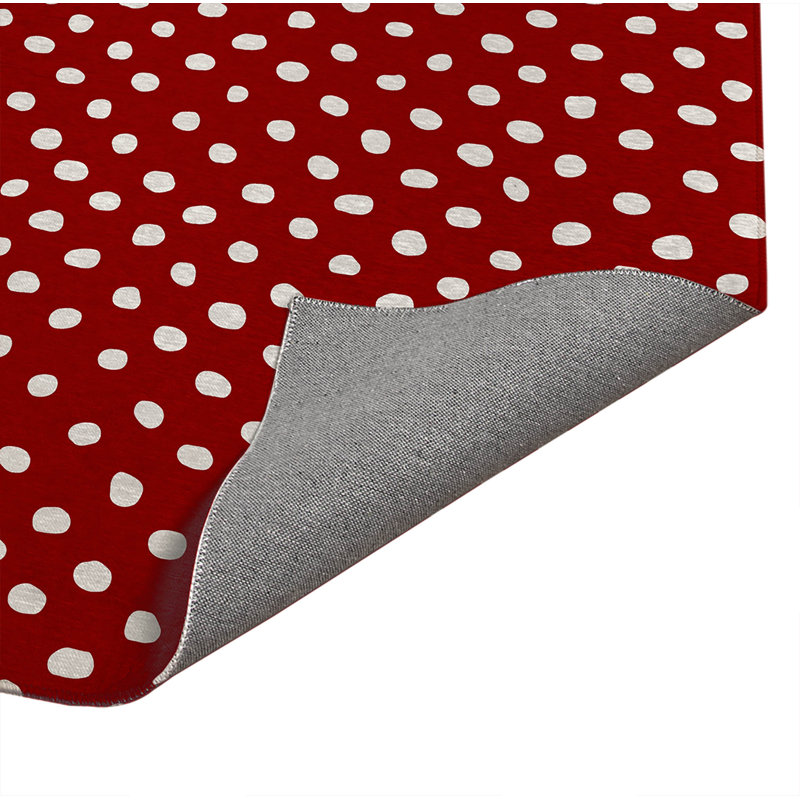 Tapis de cuisine Dot Lyfe, Rectangle 5' x 7', Cranberry Red Dots