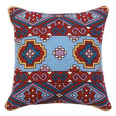 18"x18" Embroidered Decorative Moroccan Throw Pillow Geometric Patterns