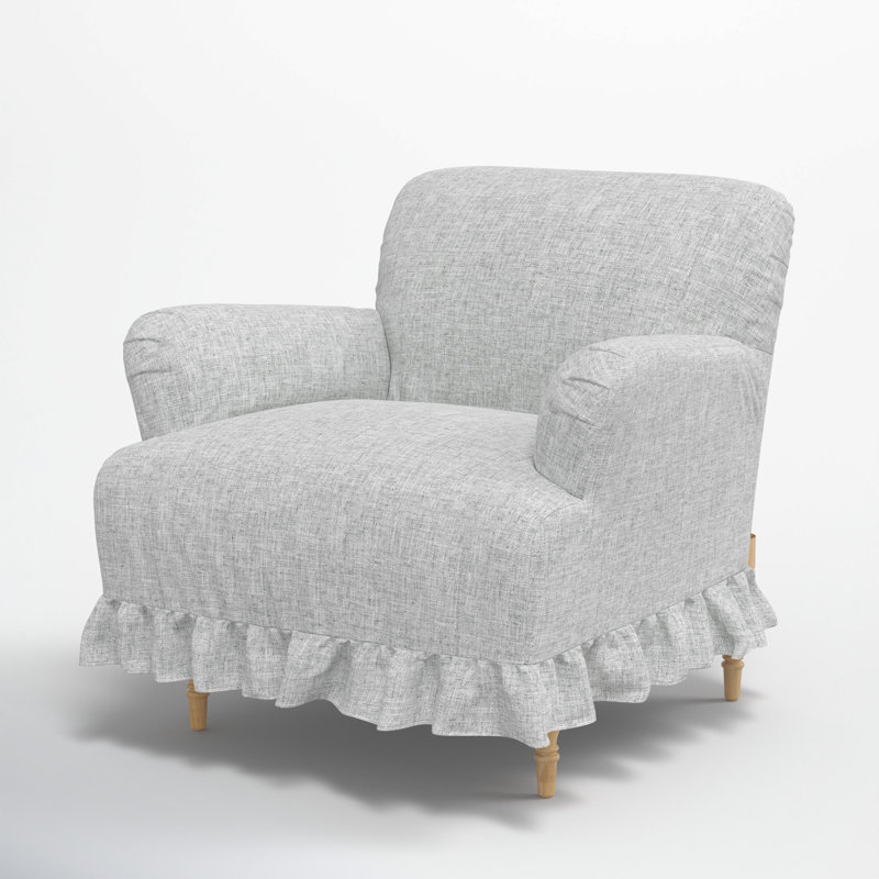Elle Ruffle Slipcover Armchair, Zuma Pumice Textured Linen