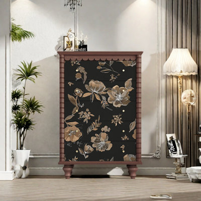 Retro Five-Drawer Storage Cabinet Accent Chest