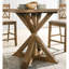 Table de salle à manger à hauteur de comptoir - style avec base en croix. Brun, bois franc, plateau en bois d'hévéa massif pour 4 personnes. L 47,2 po x P 47,2 po x H 36 po. Plateau épais de 1,4 po. Assemblage requis